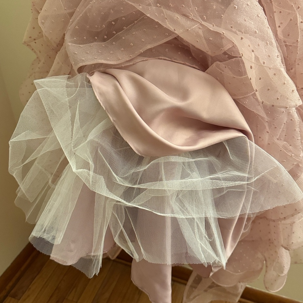 SHERRI HILL Swiss Dot Ruffle Tulle Gown - Picture 8 of 11